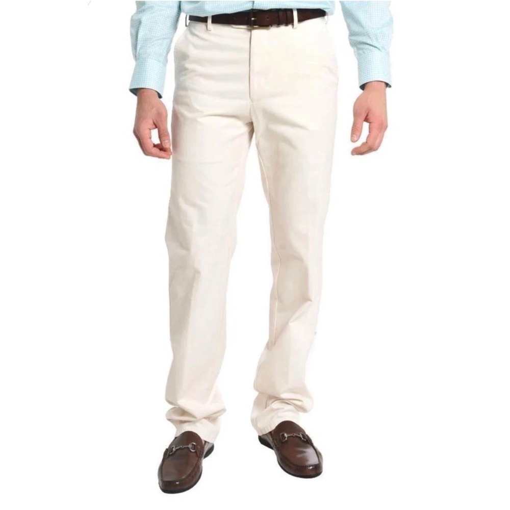 Peter Millar‎ Classic Chino Pants Flat Front Cotton Twill Golf Mens 36x33 Stone